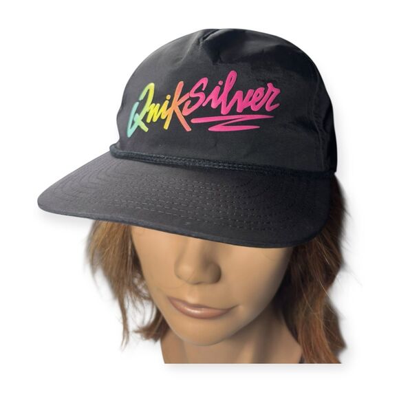 Quiksilver Retro Strapback Hat Colorful Logo Print Adjustable size 6 7/8 Y2K - Picture 2 of 7